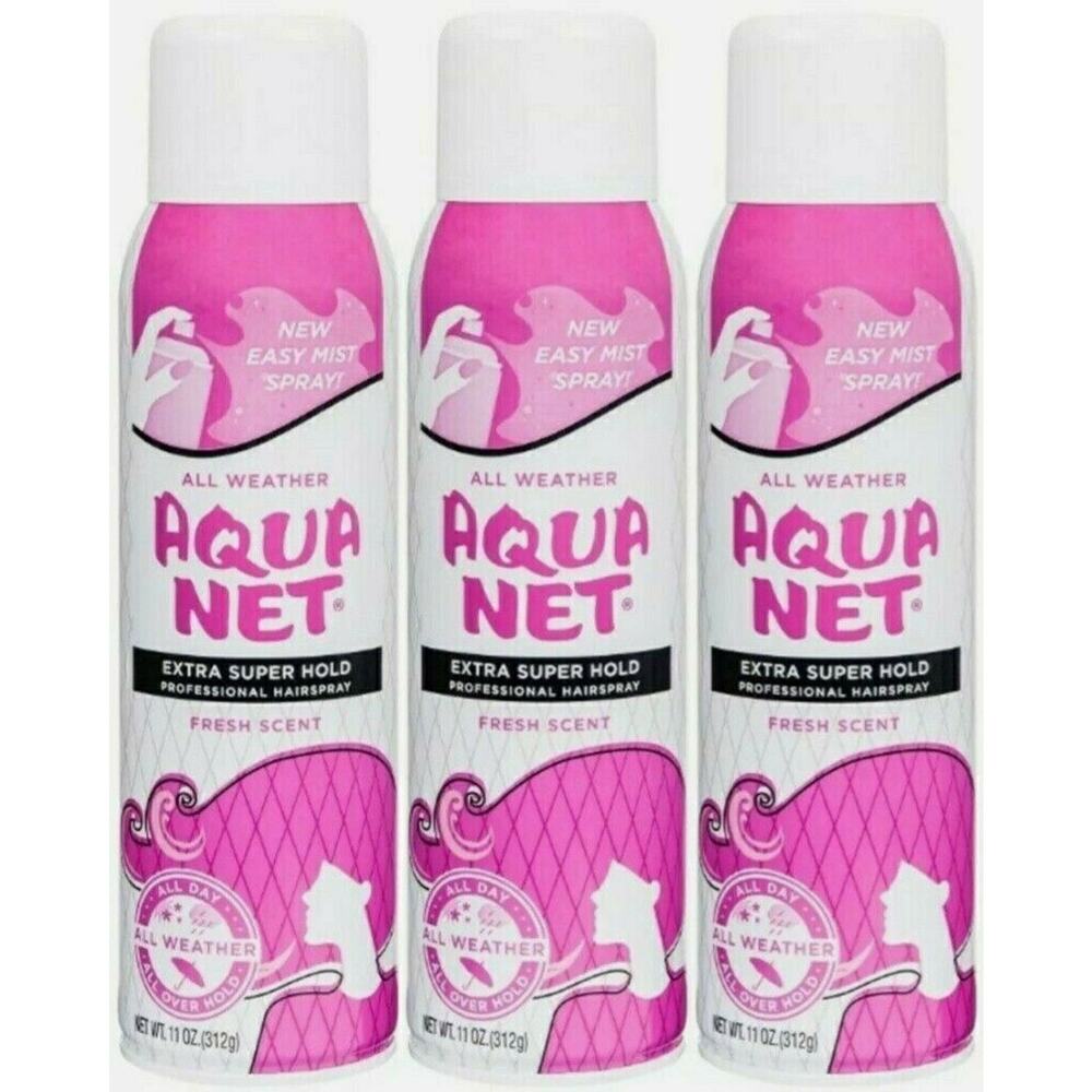 3 X Pack AQUA NET Extra Super Hold Fresh Scent All Weather Hair Spray 11 oz each